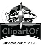 Clipart Of A Black And White Fishing Design Royalty Free Vector Illustration