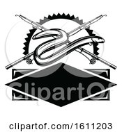 Clipart Of A Black And White Fishing Design Royalty Free Vector Illustration