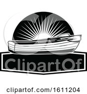 Clipart Of A Black And White Fishing Boat Design Royalty Free Vector Illustration