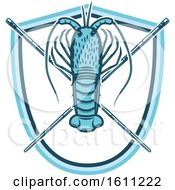 Clipart Of A Lobster Fishing Design Royalty Free Vector Illustration