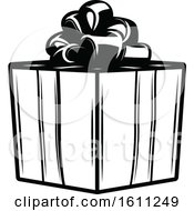 Clipart Of A Black And White Gift Royalty Free Vector Illustration
