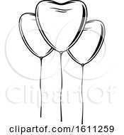 Clipart Of A Black And White Heart Balloons Royalty Free Vector Illustration