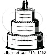 Clipart Of A Black And White Wedding Cake Royalty Free Vector Illustration