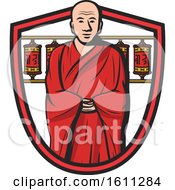 Clipart Of A Monk In A Shield Royalty Free Vector Illustration