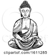 Poster, Art Print Of Sketched Black And White Buddha