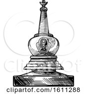 Clipart Of A Sketched Black And White Buddhism Stupa Royalty Free Vector Illustration