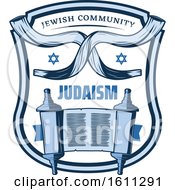 Poster, Art Print Of Blue Judaism Shield With The Torah