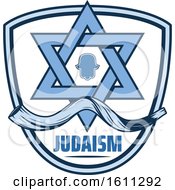 Poster, Art Print Of Blue Judaism Shield With The Star Of David