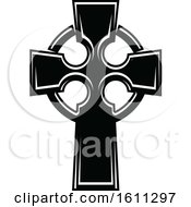 Clipart Of A Black And White Cross Royalty Free Vector Illustration