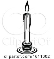 Clipart Of A Black And White Candle Royalty Free Vector Illustration