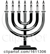 Clipart Of A Black And White Menorah Royalty Free Vector Illustration