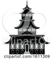 Poster, Art Print Of Black And White Temple