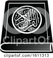 Clipart Of A Black And White Koran Royalty Free Vector Illustration