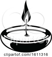 Clipart Of A Black And White Oil Candle Royalty Free Vector Illustration