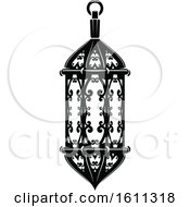 Clipart Of A Black And White Lantern Royalty Free Vector Illustration