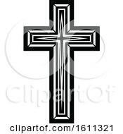 Clipart Of A Black And White Cross Royalty Free Vector Illustration
