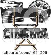 Clipart Of A Directors Chair Film Reel And Clapper Board Royalty Free Vector Illustration