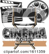 Clipart Of A Directors Chair Film Reel And Clapper Board Royalty Free Vector Illustration