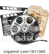 Poster, Art Print Of Film Reel Tickets And Clapper Board