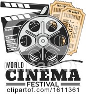 Clipart Of A Film Reel Tickets And Clapper Board Royalty Free Vector Illustration