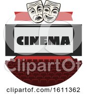 Clipart Of A Theater With Masks And Cinema Text Royalty Free Vector Illustration