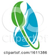 Poster, Art Print Of Green And Blue Water Leaf Organic Natural Design