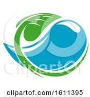 Clipart Of A Green And Blue Water Leaf Organic Natural Design Royalty Free Vector Illustration