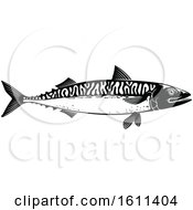 Clipart Of A Black And White Mackerel Fish Royalty Free Vector Illustration