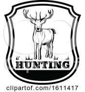 Clipart Of A Black And White Deer Hunting Design Royalty Free Vector Illustration