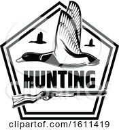 Poster, Art Print Of Black And White Duck Hunting Design