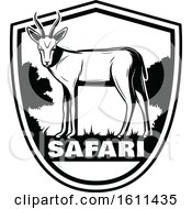 Clipart Of A Black And White Antelope Hunting Design Royalty Free Vector Illustration