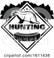 Poster, Art Print Of Black And White Badger Hunting Design