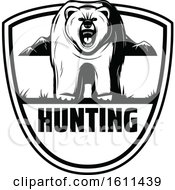 Clipart Of A Black And White Bear Hunting Design Royalty Free Vector Illustration