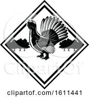 Clipart Of A Black And White Bird Hunting Design Royalty Free Vector Illustration