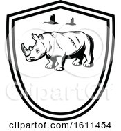 Clipart Of A Black And White Rhino Design Royalty Free Vector Illustration by Vector Tradition SM