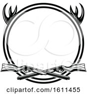 Clipart Of A Black And White Hunting Design Royalty Free Vector Illustration