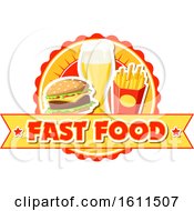 Clipart Of A Fast Food Burger Fries And Beer Design Royalty Free Vector Illustration