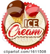 Clipart Of A Dipped Waffle Cone Ice Cream Design Royalty Free Vector Illustration