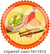 Clipart Of A Taco Quesadill And Hot Sauce Design Royalty Free Vector Illustration