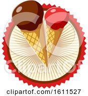 Clipart Of A Dipped Waffle Cone Ice Cream Design Royalty Free Vector Illustration