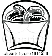 Clipart Of A Black And White Potatoes Or Chicken Nuggets Royalty Free Vector Illustration