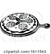 Clipart Of A Black And White Pizza Royalty Free Vector Illustration