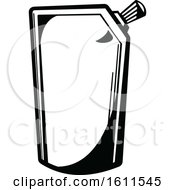 Clipart Of A Black And White Applesauce Or Juice Pouch Royalty Free Vector Illustration