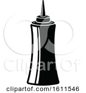 Clipart Of A Black And White Condiment Bottle Royalty Free Vector Illustration
