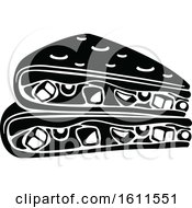 Clipart Of A Black And White Quesadilla Royalty Free Vector Illustration