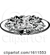 Clipart Of A Black And White Salad Royalty Free Vector Illustration