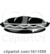 Clipart Of A Black And White Hot Dog Royalty Free Vector Illustration
