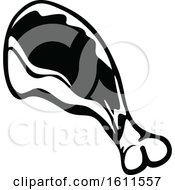 Clipart Of A Black And White Chicken Drumstick Royalty Free Vector Illustration