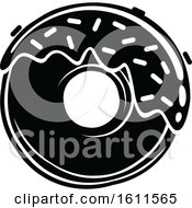 Clipart Of A Black And White Donut Royalty Free Vector Illustration