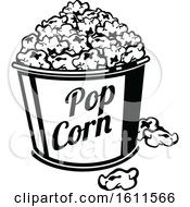 Clipart Of A Black And White Popcorn Bucket Royalty Free Vector Illustration